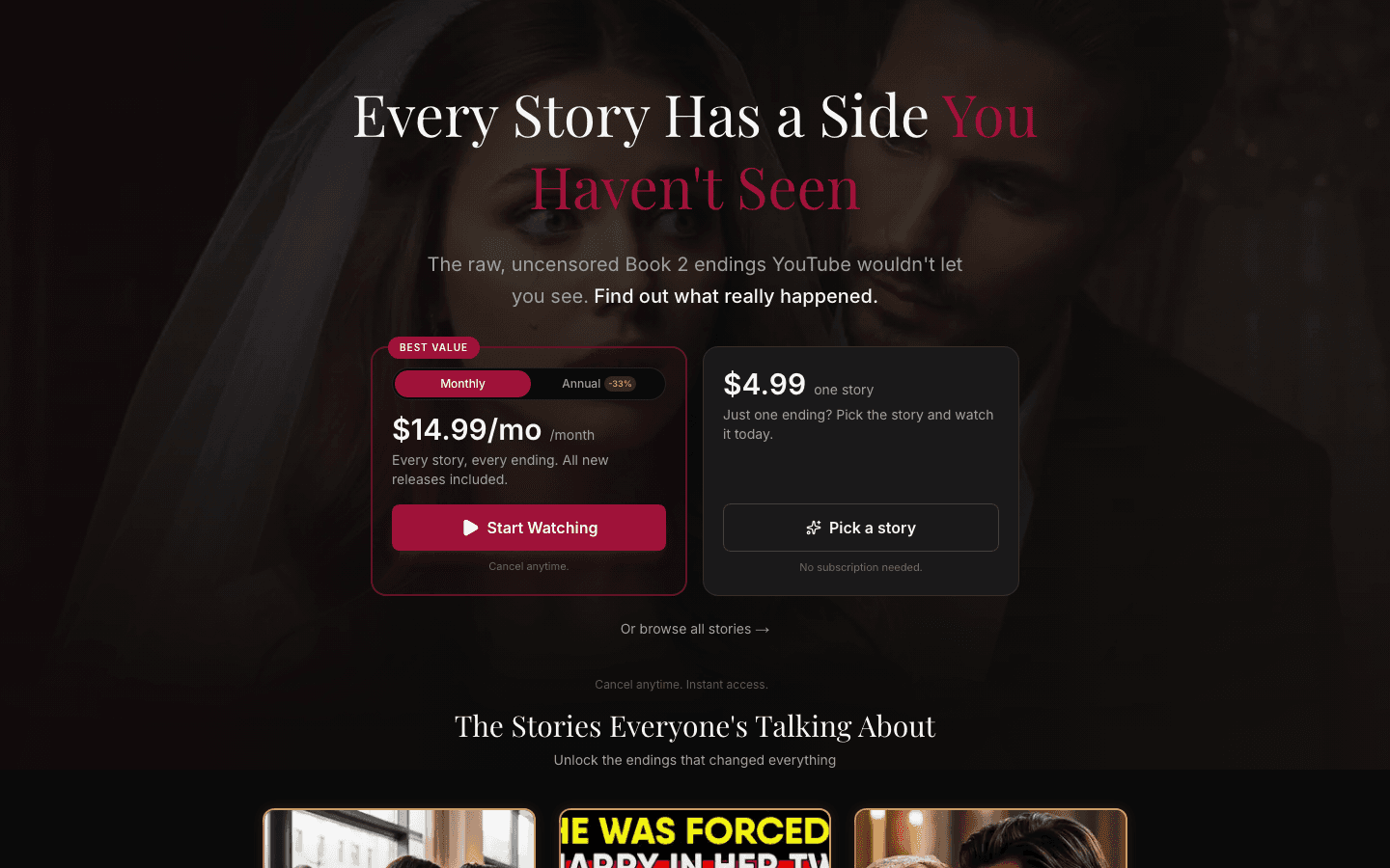 MyStoriesRomance.com homepage